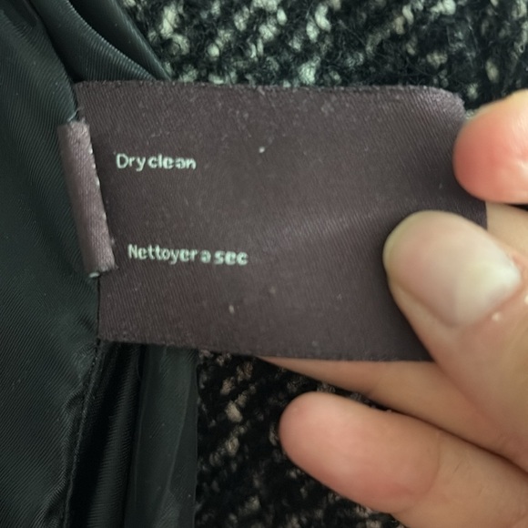 ANNE KLEIN | black and white polyester and wool winter coat, with pockets Size L - Picture 7 of 11